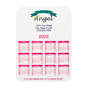 2022 Your Logo Branded Pink Calendar Magnet