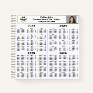 2023 2024 2025 2026 Calendar Modern Custom Photo  Notebook