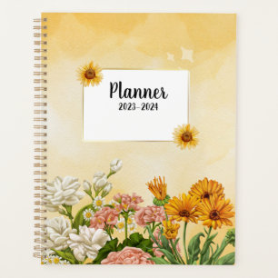 2023-2024 montly weekly planner with flower 