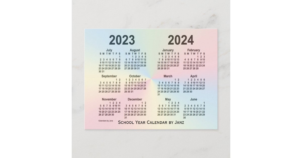 2023 2024 Rainbow Cloud School Calendar By Janz Postcard Nz