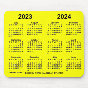 2023-2024 School Year Calendar by Janz Yellow Mouse Pad
