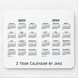 2023-2024 White 2 Year Calendar by Janz Mousepad