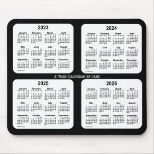 2023-2026 Black and White 4 Year Calendar by Janz Mouse Pad