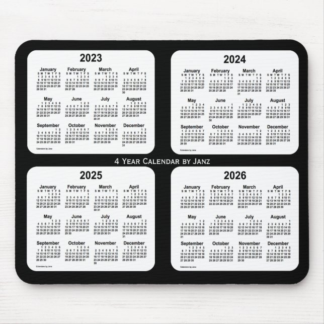 2023-2026 Black and White 4 Year Calendar by Janz Mouse Pad (Front)