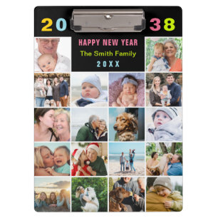 2023-2026 Calendar Custom Family 18 Photo Collage Clipboard