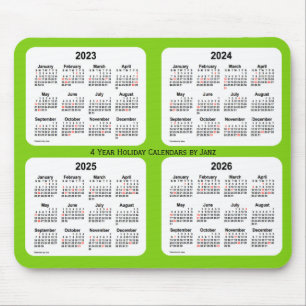 2023-2026 Holiday Calendar by Janz Yellow Green Mouse Pad
