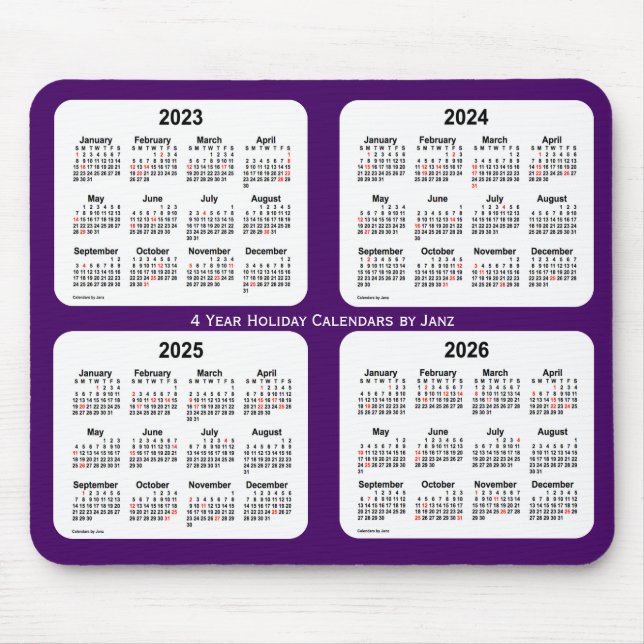 2023-2026 Purple Holiday Calendar by Janz Mouse Pad (Front)