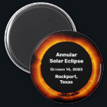 2023 Annular Solar Eclipse by Location Magnet<br><div class="desc">An American solar eclipse was the annular solar eclipse on Saturday, October 14, 2023. It began in the Pacific Ocean and and entered the United States over Oregon and traveledl Southeast through Nevada, Utah, Arizona New Mexico and Texas before continuing through South America. During the annular solar eclipse in these...</div>