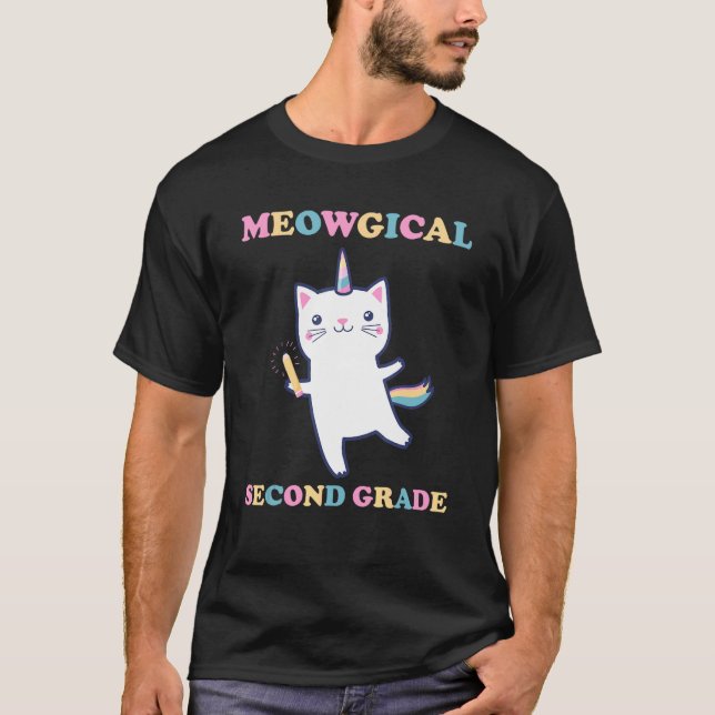 2023 Back To School Meowgical Second Grade Cat Uni T-Shirt (Front)