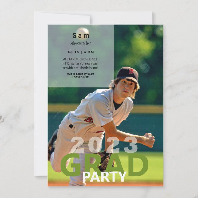 2023 Baseball Photo Graduation Party  Invitation (Front)