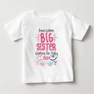 2023 Big Sister Waiting for New Baby Sibling T-Shirt
