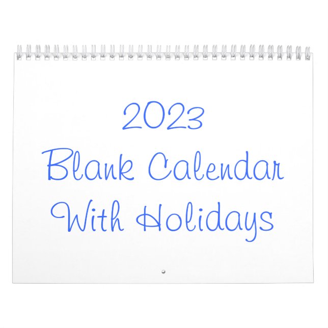 2023 Blank Calendar With Holidays (Cover)
