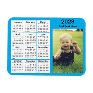 2023 Blue Mini Photo Calendar  Magnet