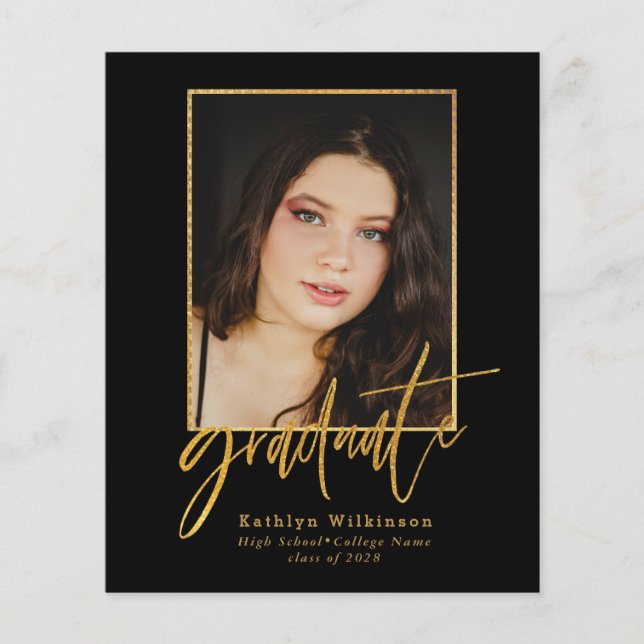 2023 BUDGET Elegant Gold Script Grad Invitation Flyer (Front)
