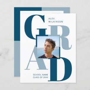 2023 BUDGET Modern Blue Script 2 Photo Invitation