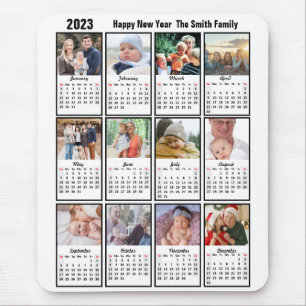 2023 Calendar 12 Family Photo Modern Minimalist Mouse Pad