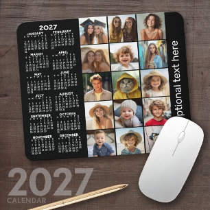 2023 Calendar - 15 photo collage black Mouse Pad