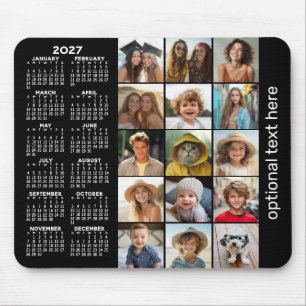 2023 Calendar - 15 photo collage black Mouse Pad
