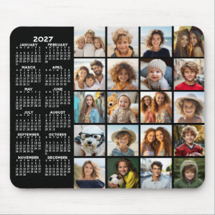 2023 Calendar - 20 photo collage black Mouse Pad