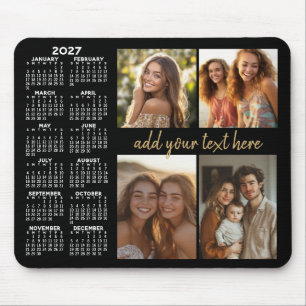 2023 Calendar - 4 photo collage modern script text Mouse Pad