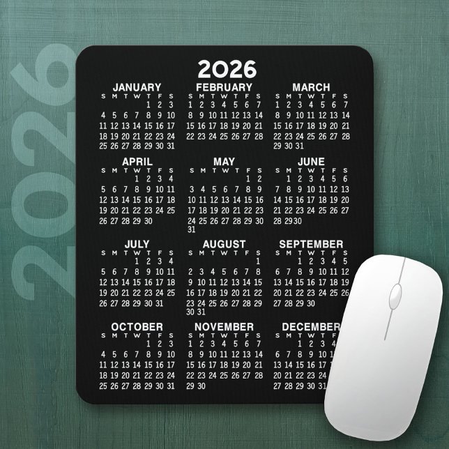 2023 Calendar - black background - Vertical  Mouse Pad (2026 Calendar Mousepad)