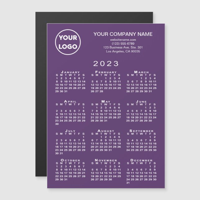 2023 Calendar Business Logo Text Purple Magnet (Front/Back)