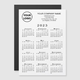 2023 Calendar Business Logo Text White Magnet Card