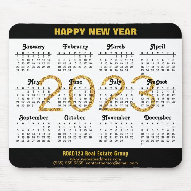 2023 Calendar Business Modern Gold Script Simple Mouse Pad (Front)
