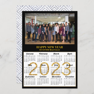 2023 Calendar Business Modern Gold Silver Photo Holiday Card