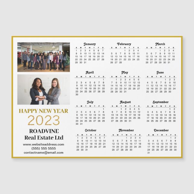 2023 Calendar Business Photo Modern Magnetic Card (Front)