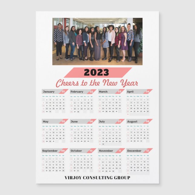 2023 Calendar Corporate Rose Gold Photo Magnet (Front)