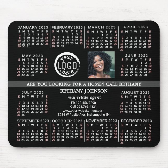 2023 Calendar Custom Business Logo Photo Text Easy Mouse Pad (Front)