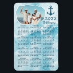 2023 Calendar Custom Family Name Photo Coastal Magnet<br><div class="desc">Create your own full year 2023 magnetic photo calendar with a photo and family name with a stylish coastal design in teal aqua blue colours decorated with an anchor illustration. This 4x6 mini magnet calendar is perfect for personal using,  and as a practical gift for your family and friends.</div>