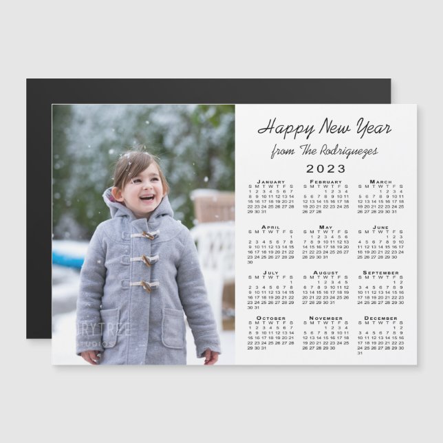 2023 Calendar Custom Photo Happy New Year Magnet (Front/Back)