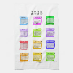 2023 Calendar Fabric Font Month Bolts of Fabric Ki Tea Towel