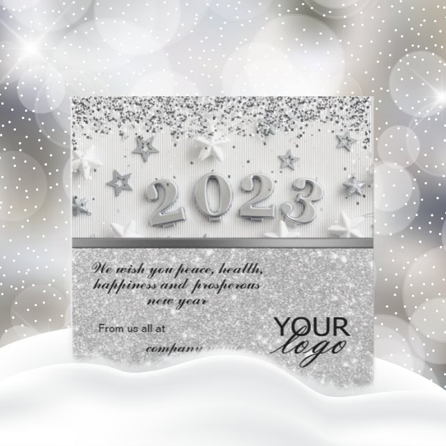 2023 Calendar Glitter Silver Greeting With Logo (Creator Uploaded)