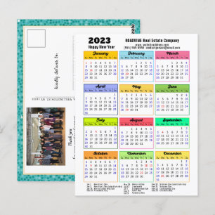 2023 Calendar Green Glitter Modern Business Photo Postcard