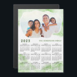 2023 Calendar Magnet Family Photo Name Green White<br><div class="desc">Create a personalised 2023 magnetic calendar with photo and green marble design. Templates make it easy to type your Family name and upload personal picture to have the same cloud shape frame around photo. This Sunday through Saturday 2023 calendar is a practical gift idea for Christmas, New Year, or any...</div>