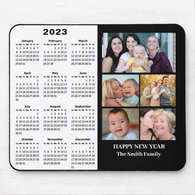 2023 Calendar Minimalist 5 Family Photo Modern Mouse Pad (Front)