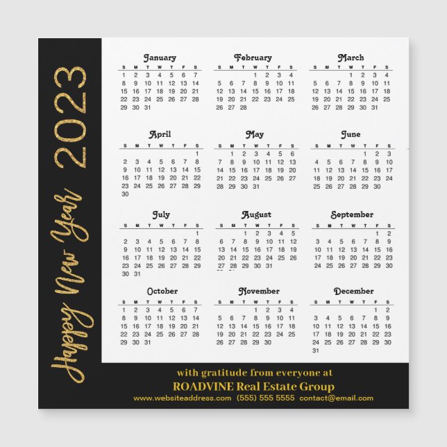 2023 Calendar Minimalist Corporate Magnetic Card (Front)