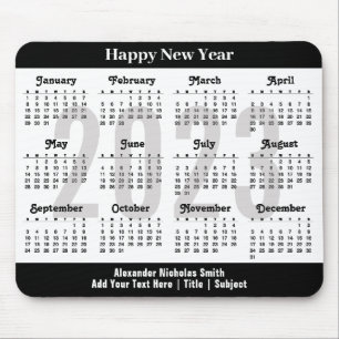 2023 Calendar Modern Black and White Minimalist Mouse Pad