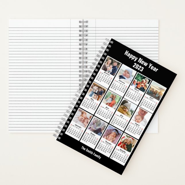 2023 Calendar Modern Family 12 Photo Custom Cute Notebook (Inside)