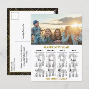 2023 Calendar Modern Gold and Black Script Photo Postcard