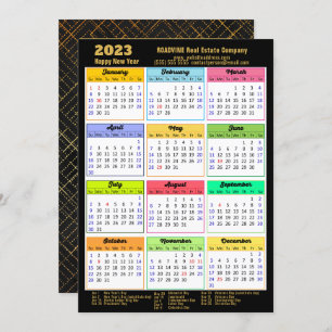 2023 Calendar Modern Gold Script Photo Business Holiday Card