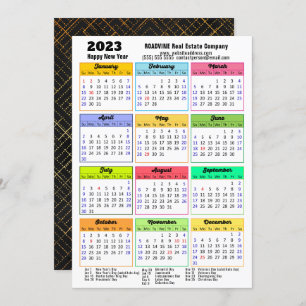 2023 Calendar Modern Script Minimalist Business Holiday Card