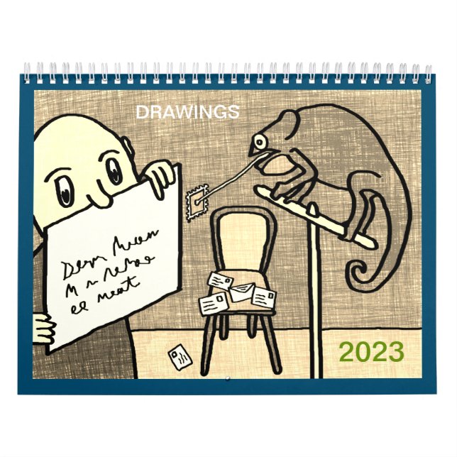 2023 calendar of childish style sepia drawings (Cover)