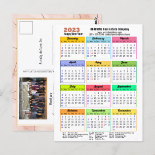 2023 Calendar Rose Gold Modern Corporate Photo Postcard