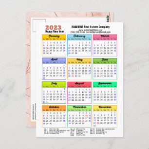 2023 Calendar Rose Gold Stripes Modern Corporate Postcard