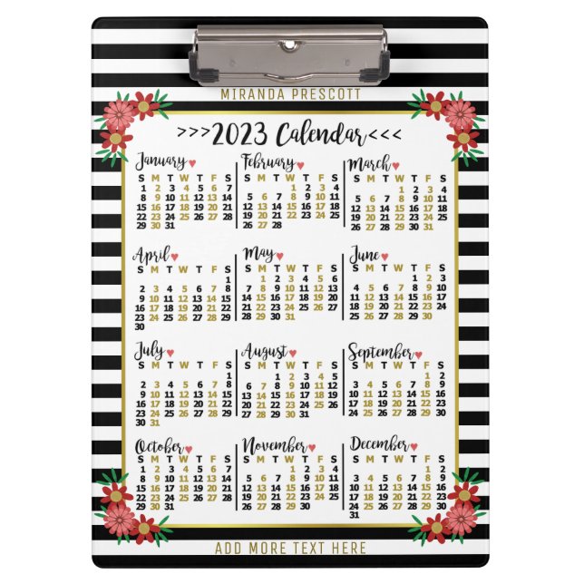 2023 Calendar (See Description for Newest Version) Clipboard (Front)