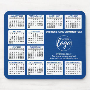 2023 Calendar with logo, Contact Information Blue Mouse Pad